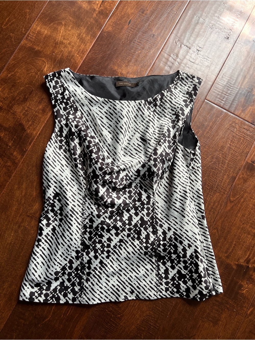 The Limited Black & White Abstract Cowl Neck Camisole